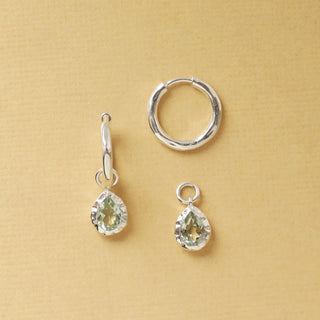 Molten Green Amethyst Drop Hoop Earrings