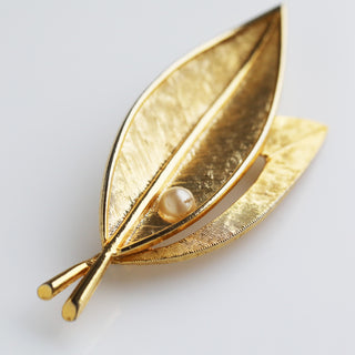  Gold Plated Leaf and Brooch