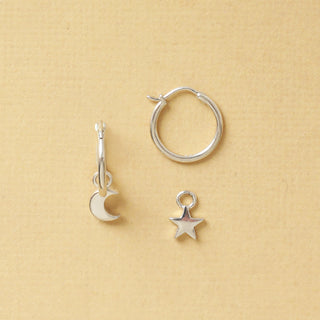 Moon & Star Charm Hoops