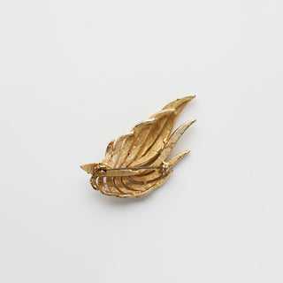  80's Gold Feather Brooch