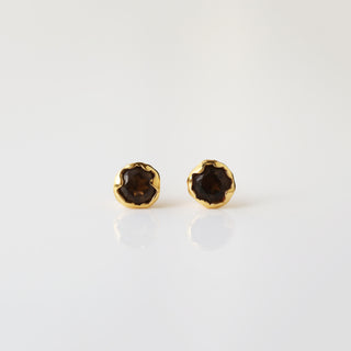 Smokey Quartz Molten Stud Earring