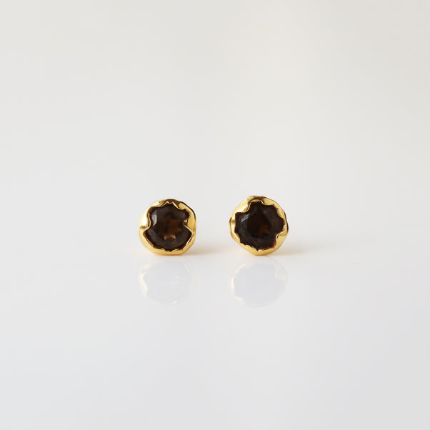 Smokey Quartz Molten Stud Earring