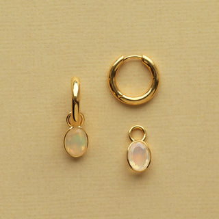 removeable opal charm gold earrings