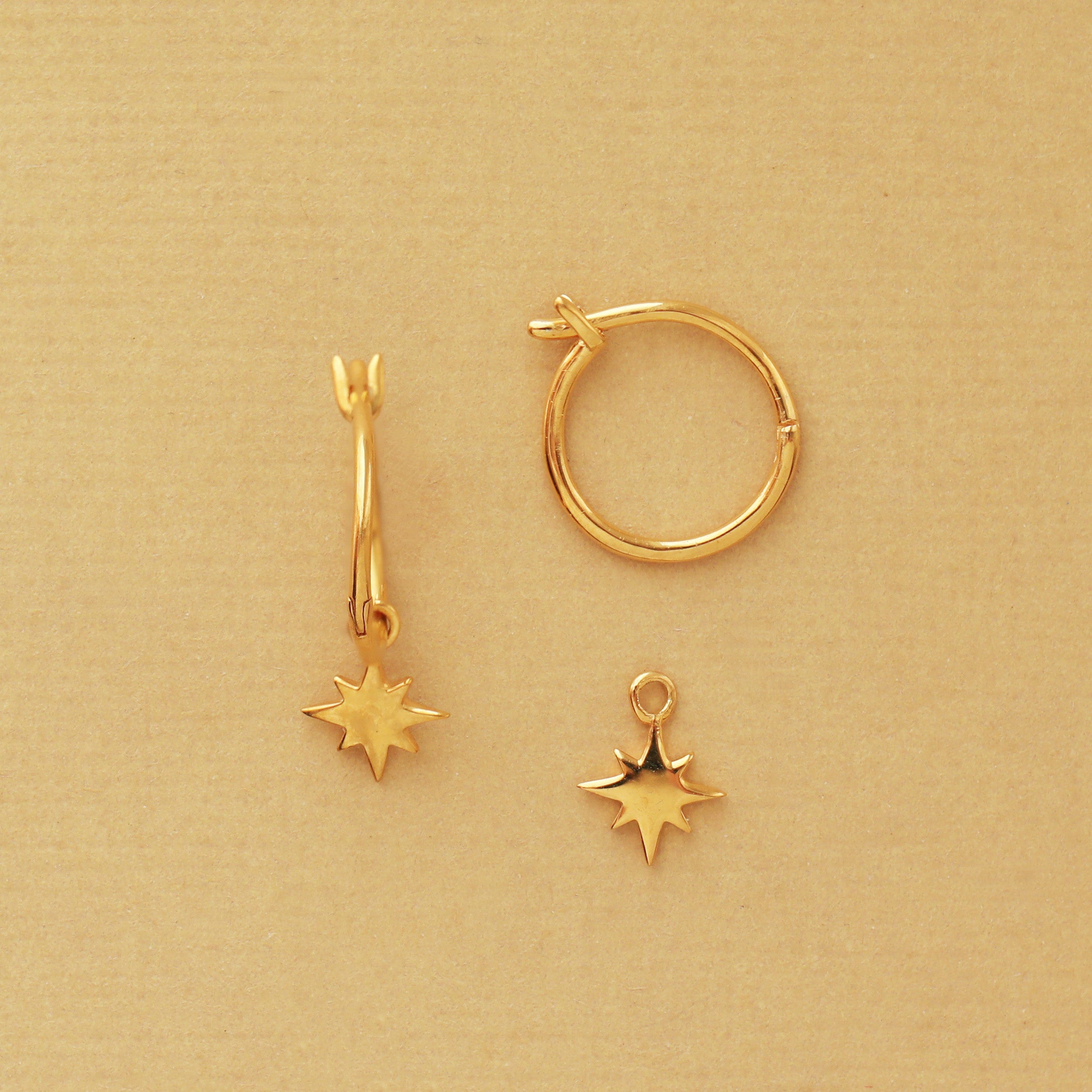 Star Charm Hoops In Gold Vermeil 14k Gold Vermeil Earrings
