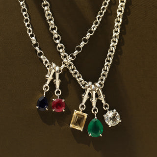 Silver birthstone pendant for layering