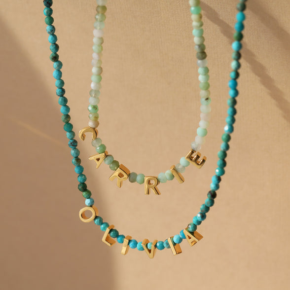 Turquoise name necklace 