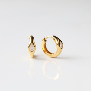 gold pear stone hoop earrings