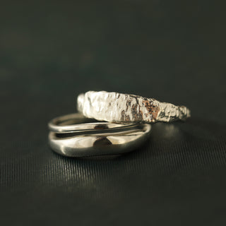 Silver molten ring set Carrie Elizabeth 