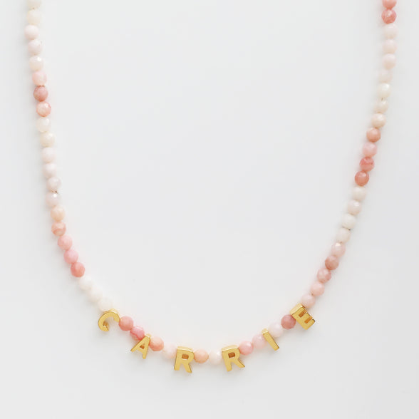 Custom Made Personalised Pink Opal necklace