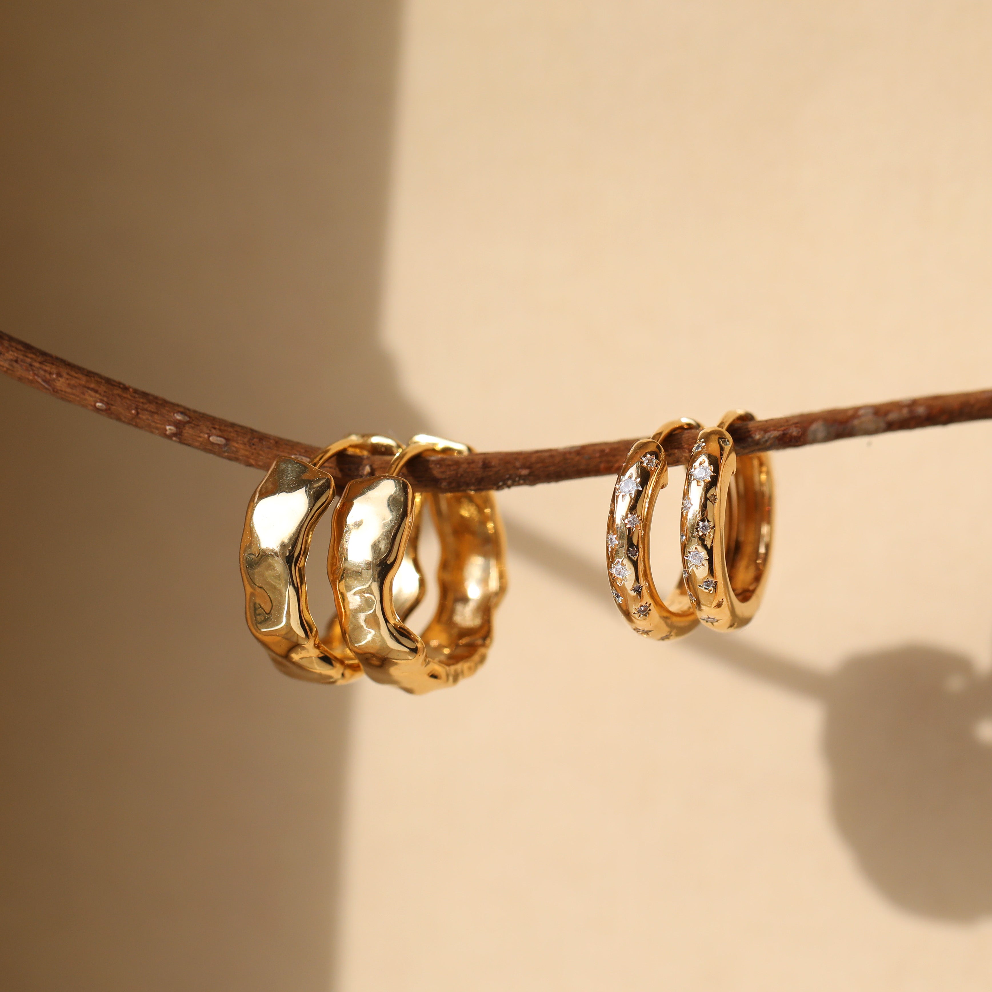 star set hoop earrings
