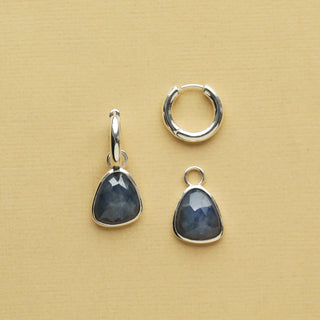 Silver huggie earrings removeable charm