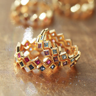 Gold vermeil stacking rings with gemstones