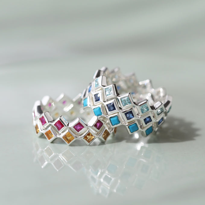 Birthstone rings in Silver 