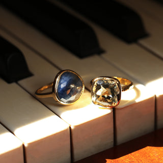 Green Amethyst ring molten finish