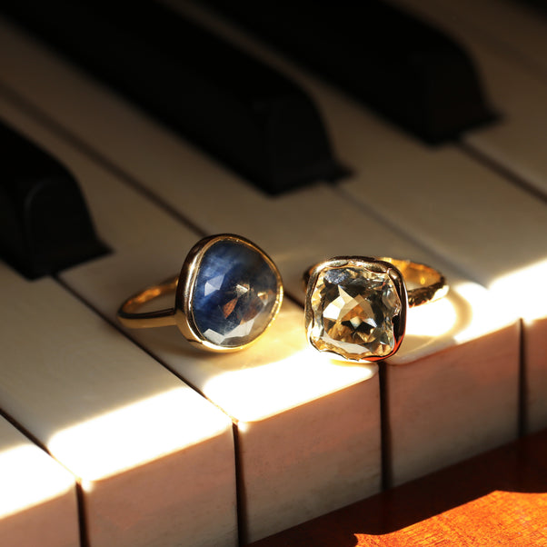 Green Amethyst ring molten finish
