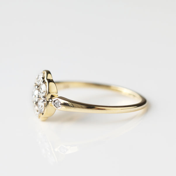 Solid gold diamond cluster ring