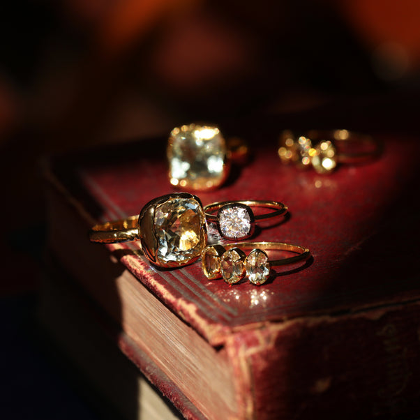 Georgian Gold Moissanite Ring