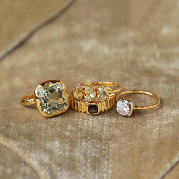 Carrie Elizabeth large dress ring with green Amethyst