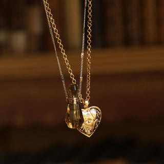 Gold Smokey Quartz scent bottle necklace