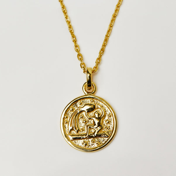 Horoscope Zodiac Engravable Coin Necklace