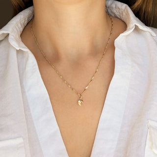 Carrie Elizabeth solid gold croissant charm on chain