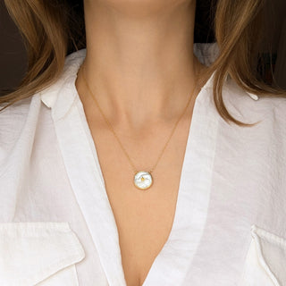 Gold Necklace with star set Pearl