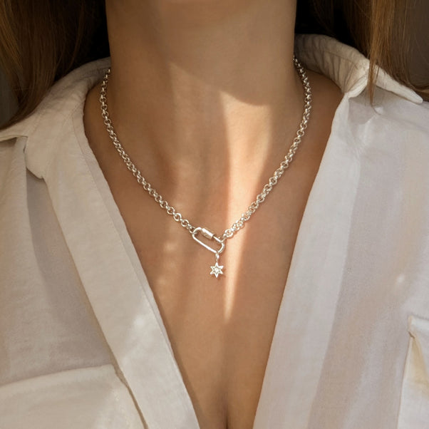 Carrie Elizabeth Sterling Silver Star Charm in Green Amethyst