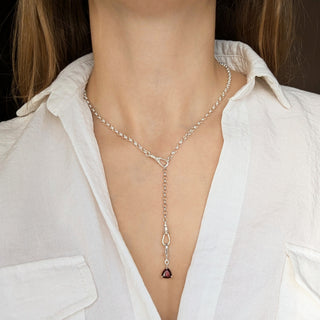 Silver charm holder with birthstone