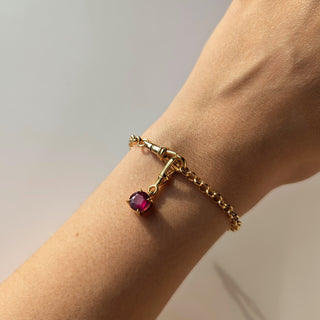 Gold birthstone dog-clip pendant