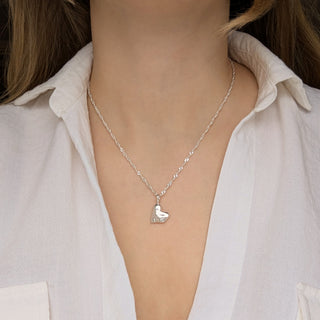 Silver heart necklace on singapore chain
