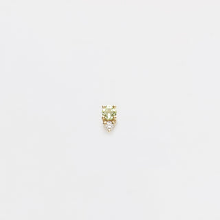 Dainty Peridot & Diamond Stud Earring