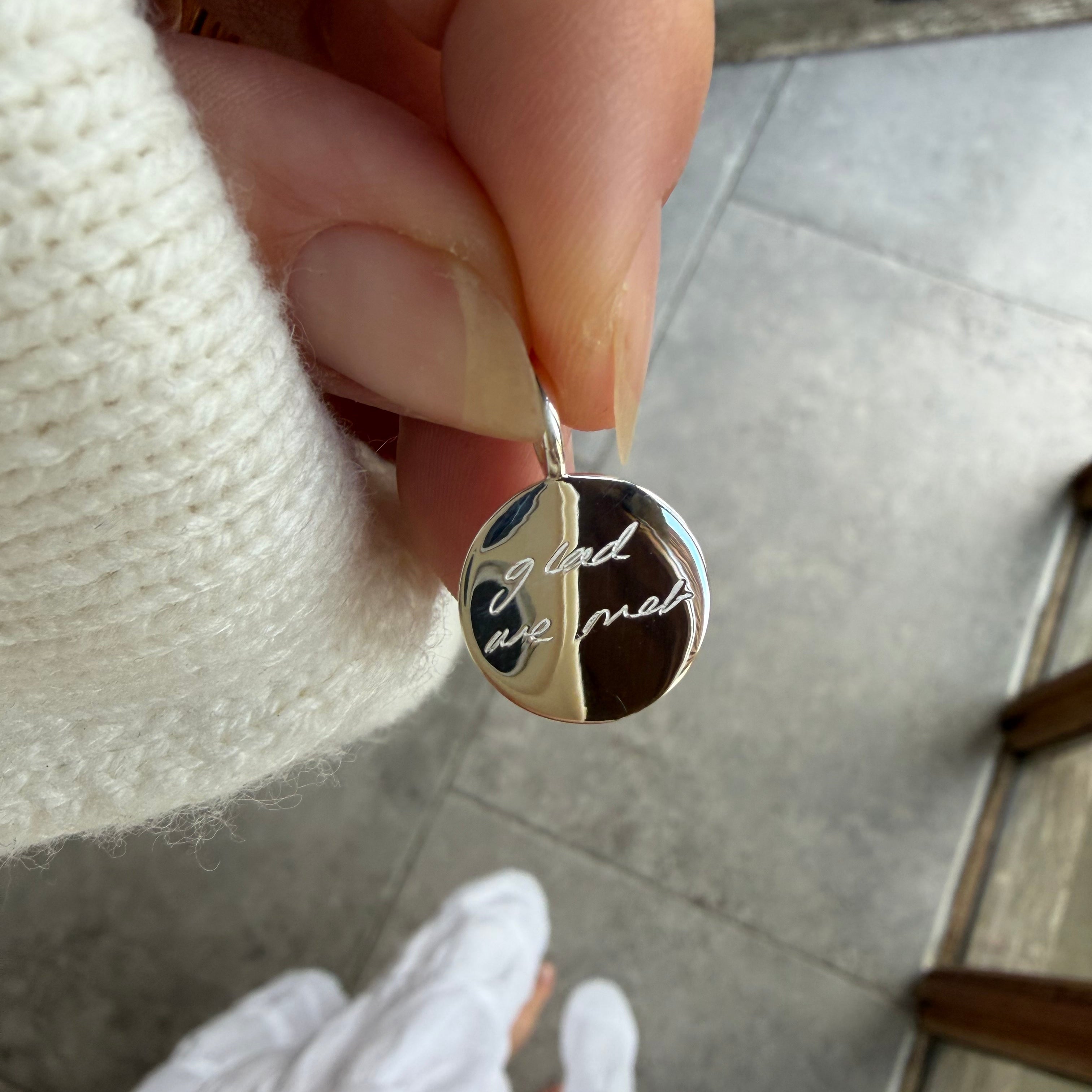 Engraved Handwriting Star Set Diamond Coin