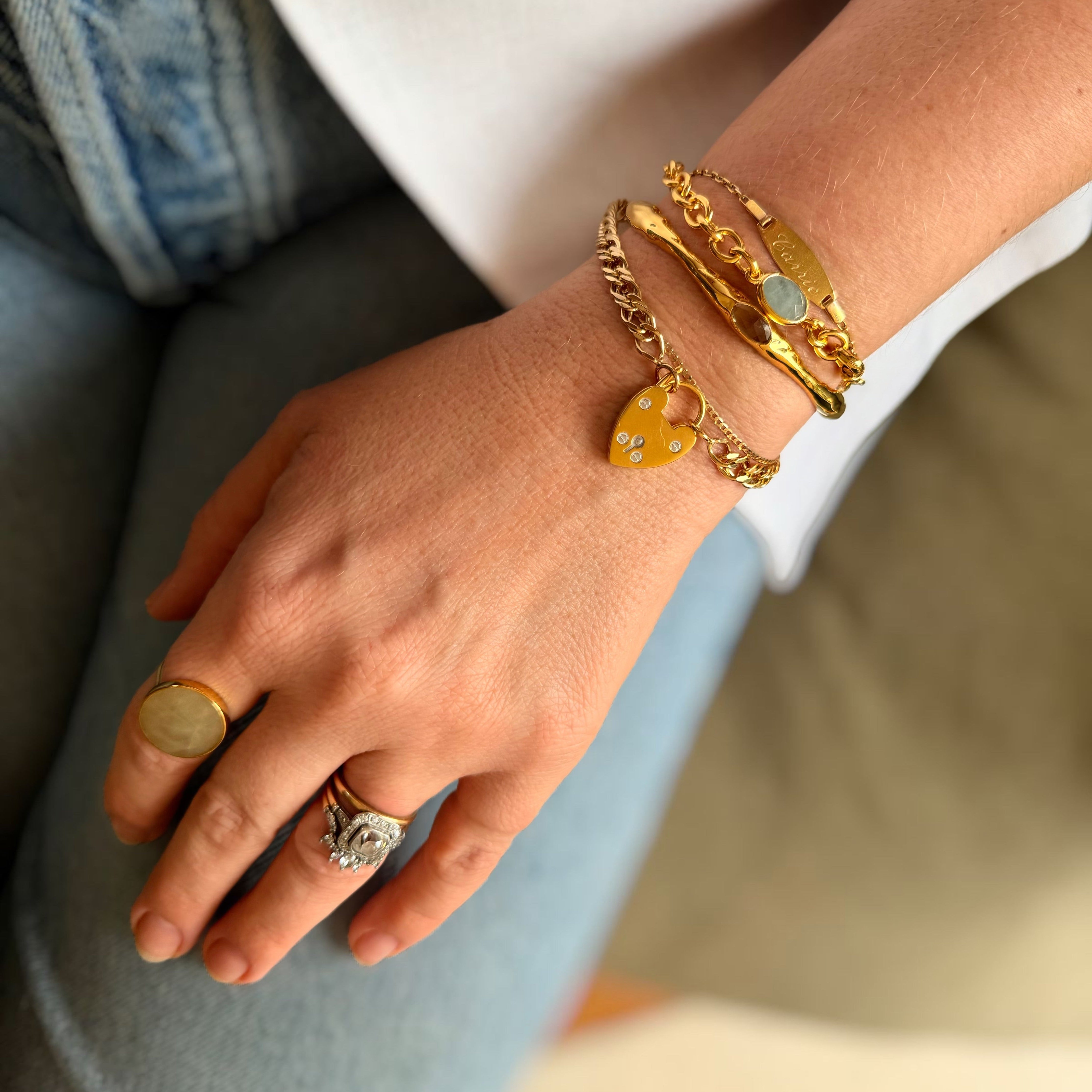 Molten Organic Olive Quartz Bangle