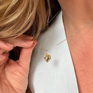 Green Amethyst Vintage Heart Pendant