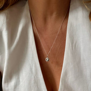 silver molten pear shaped pendant