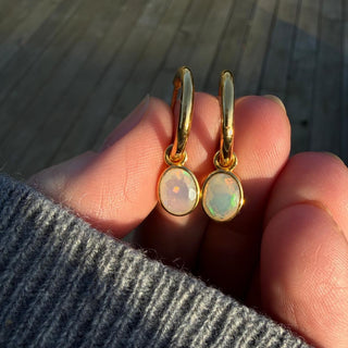 Ayla Opal Drop Hoop Earrings