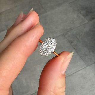 Vintage Diamond 18k Yellow Gold Ring- UK Size N 1/2