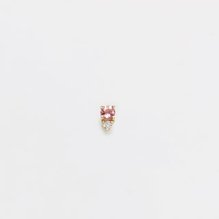 Dainty Pink Tourmaline & Diamond Stud Earring