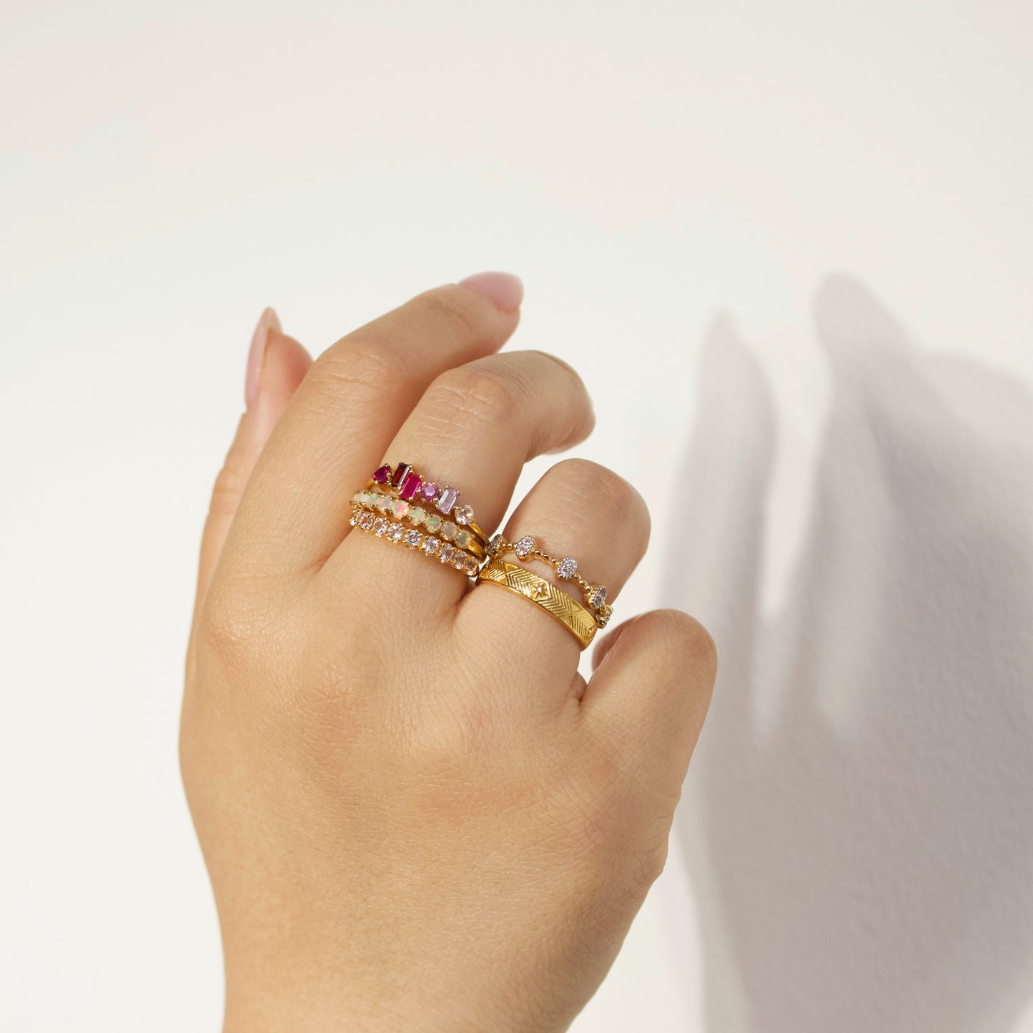 pink ombre ring in gold vermeil