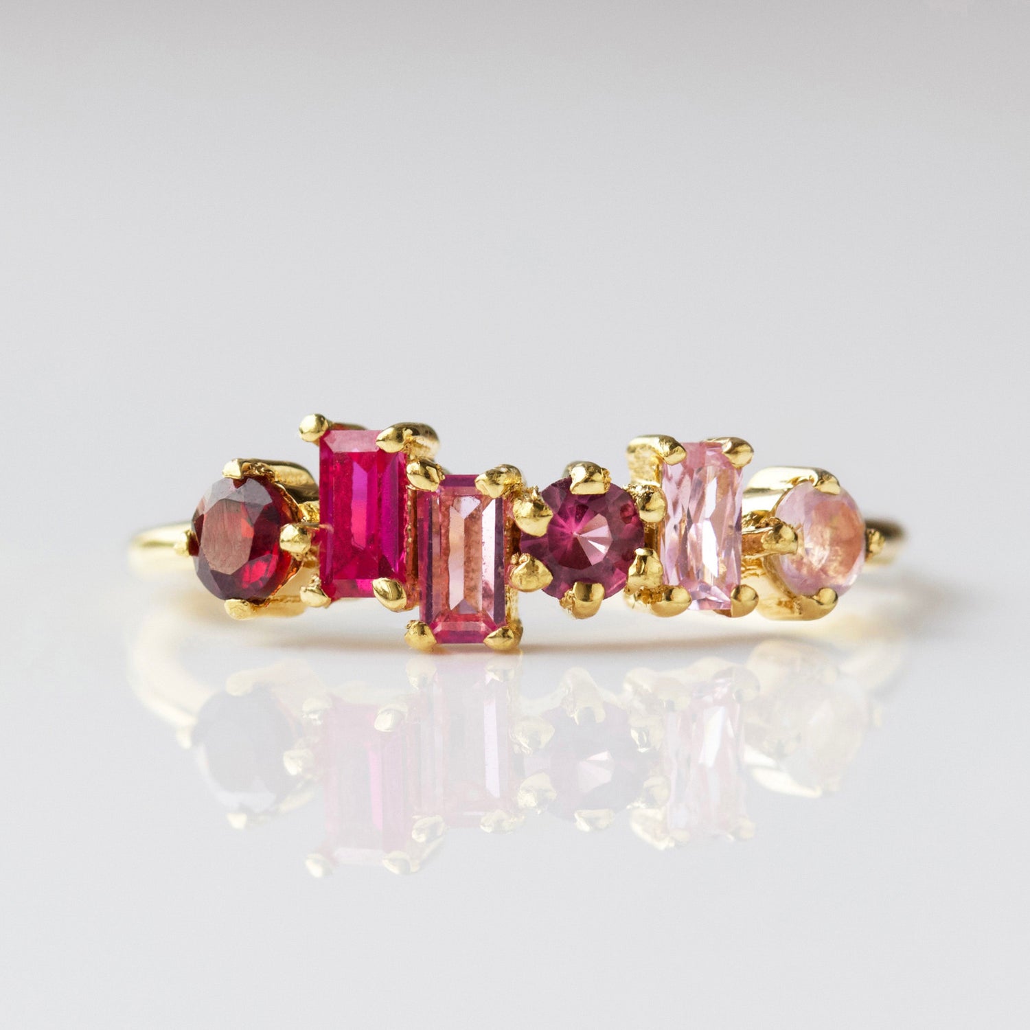 pink ombre ring in gold