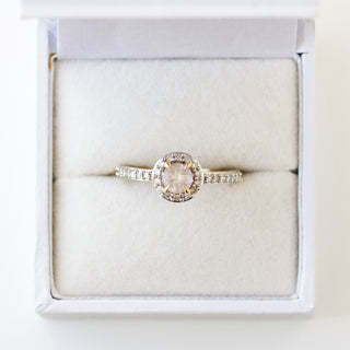 SAMPLE SALE- Moonstone and Diamond Halo Ring - Size UK N 1/2