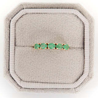 SAMPLE SALE- Emerald Oval Half Eternity Ring - UK Ring Size L