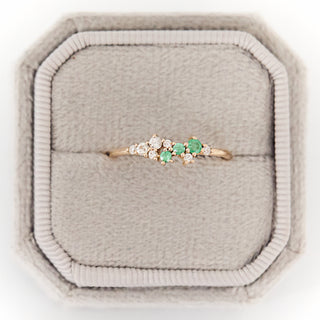 SAMPLE SALE- Emerald & Sapphire Scatter Ring - UK Ring Size O