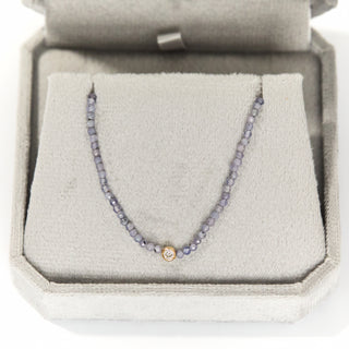 SAMPLE SALE- Solitaire Lab Grown Diamond Tanzanite Necklace
