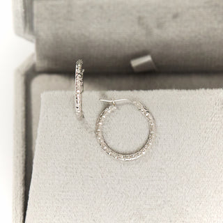 SAMPLE SALE- Diamond Cut White Gold Hoops PAIR