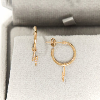 SAMPLE SALE- Diamond Lightning Bolt Hoops PAIR