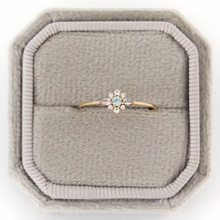 SAMPLE SALE- Apatite & Sapphire Flower Ring - UK Ring Size O