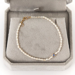 SAMPLE SALE- Solitaire Tanzanite Pearl Bracelet