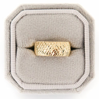 SAMPLE SALE- Wide Diamond Cut  Ring - UK Size L