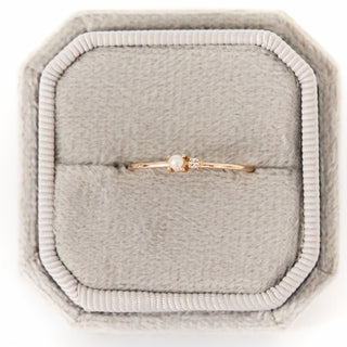 SAMPLE SALE- Dainty Pearl and Diamond Stacking Ring - UK Size N